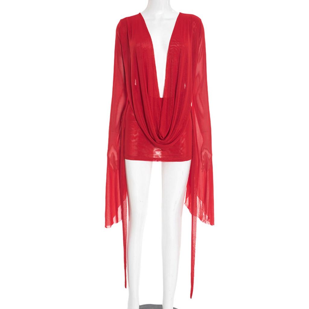 Новое женское сетчатое платье-трапеция с воротником-хомутом, открытой спиной и длинными рукавами, повседневное европейско-американское платье для вечеринки