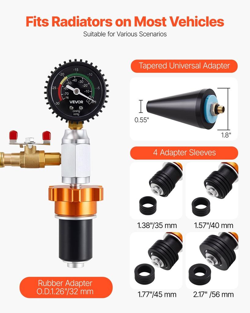 Radiator Vacuum Refill Kit, Automotives Cooling System Vacuum & Purge Fill Tool with Gauge, Portable Radiator Coolant Filling Kit with Toolbox,