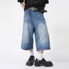 Men's Summer New Product Retro Casual Straight Leg Loose Leg Cropped Jeans Trend
