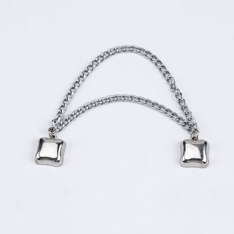 Многофункциональная магнитная клипса для одежды с цепочкой, металлическая клипса-пуговица, фиксатор для одежды, шарфа, манжет брючин, магнитная брошь-пин