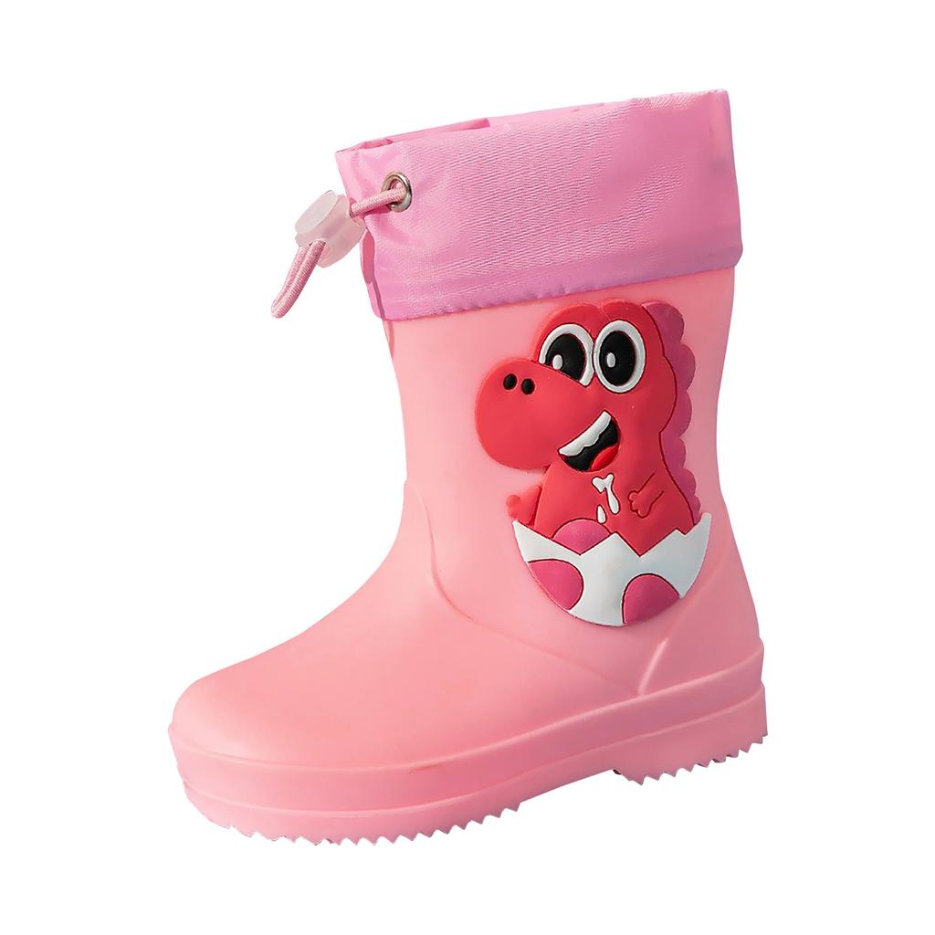 Boots Children's Waterproof Lined Half Height Rain Boots Rain Shoes With Drawstring Cartoon Non-Slip Rain Boots Lightweight Outdoor