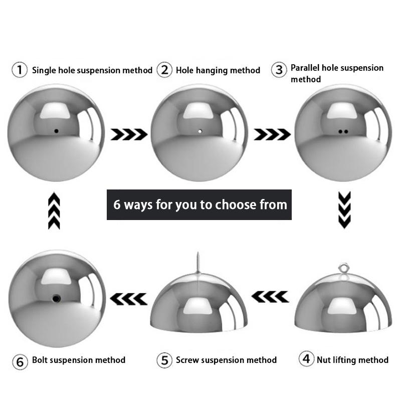 Диаметр 51 мм-200 мм из нержавеющей стали, полое полусферическое полированное зеркало, шаровой подъемник, декоративная полусфера, стальная трубка, крышка