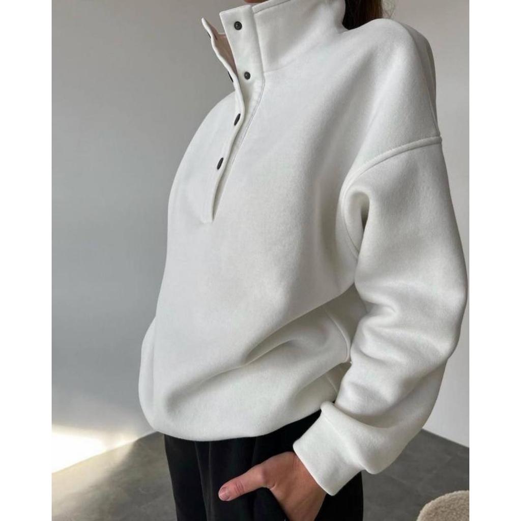 Весенне-осенний женский модный худи с воротником на пуговицах и свободные брюки, комплект худи