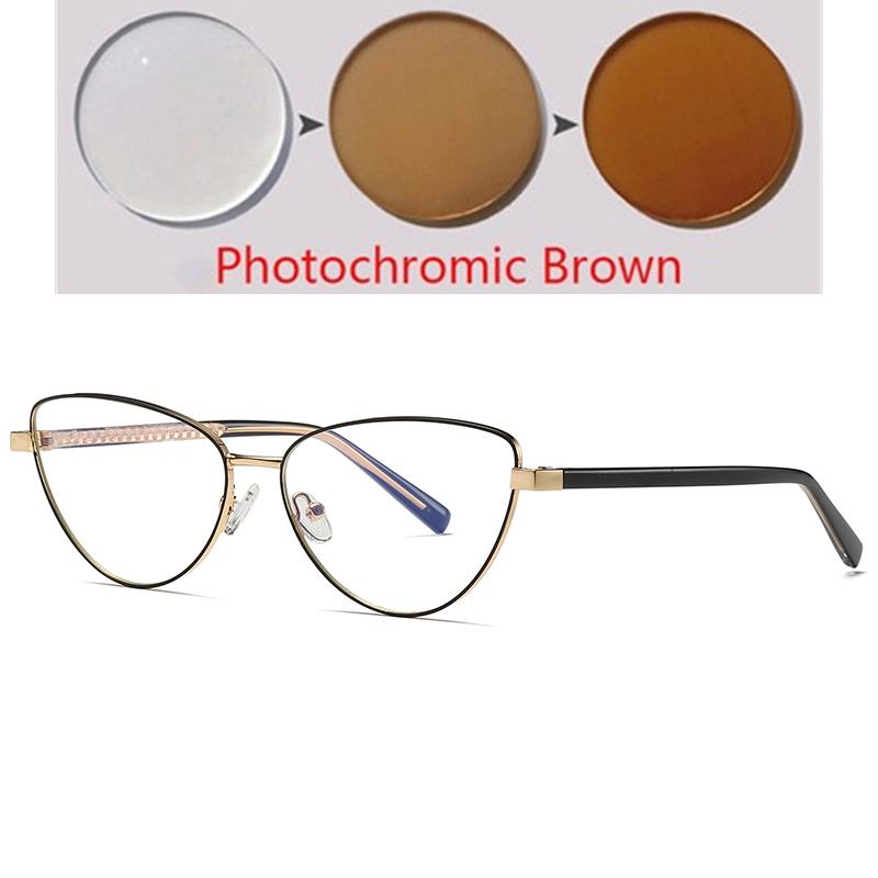0 -0.5 -0.75 To -6.0 Blue Light Blocking Cat Eye Nearsighted Glasses For Women Metal Shortsighted Prescription Glasses Women