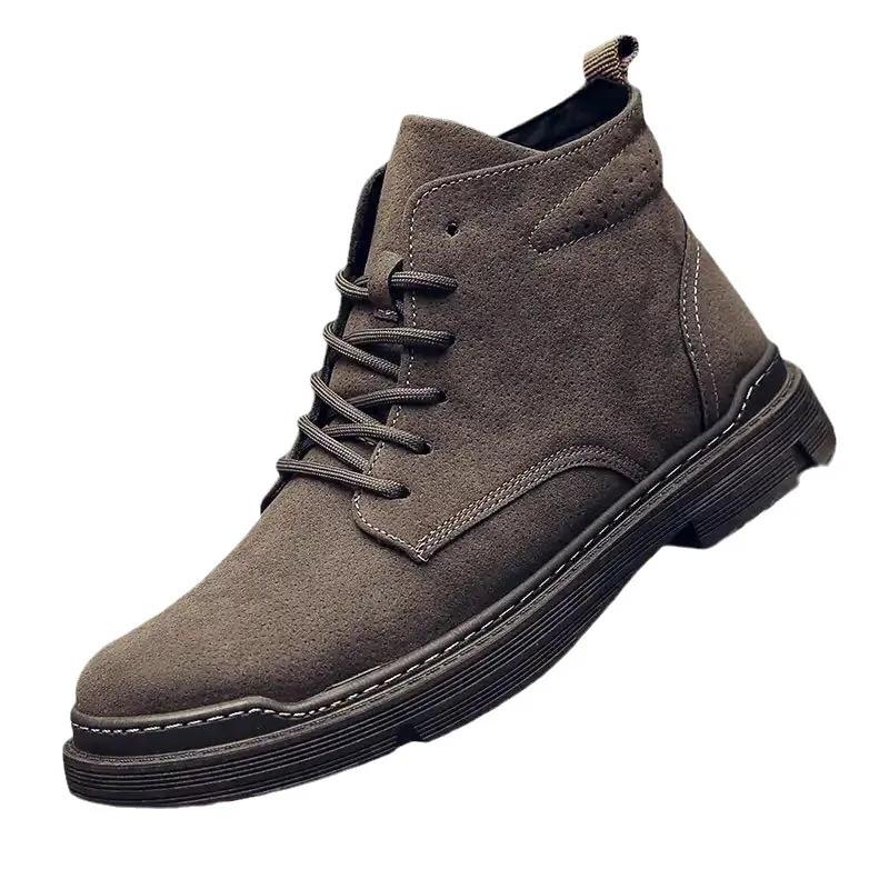 Fashion 2025 Men Boots Leather Ankle Boot Mens Winter Work Shoes Men's Platform Snow Boots Male Casual Tooling Boot