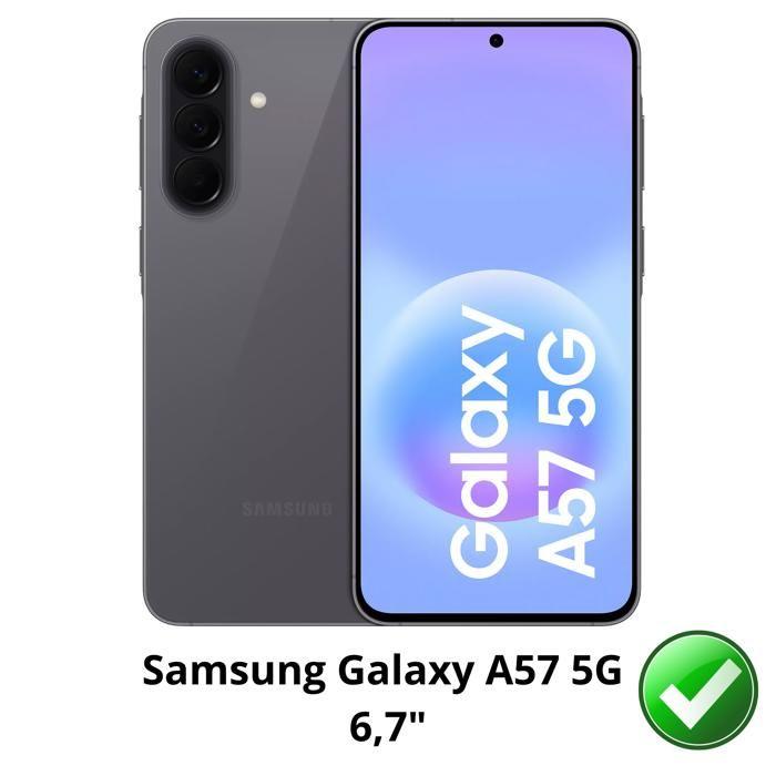 Coque pour Samsung Galaxy A57 5G et 2 Verres Trempé - Portefeuille Noir Rabat Clapet Aimanté Rangement Cartes Phonillico®