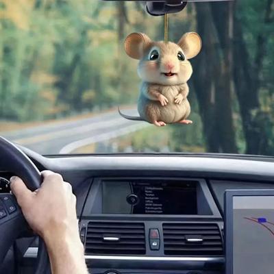 Автомобильный кулон в форме мыши, автоматическое зеркало заднего вида, украшение, очаровательный внешний вид, легко повесить, подвеска в виде животного, аксессуары для салона автомобиля
