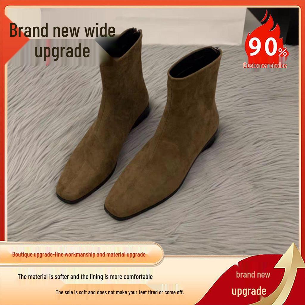 2025 Women's French Chunky Heel Ankle Boots - New Autumn/Winter Slimming Martin Stacked Boots