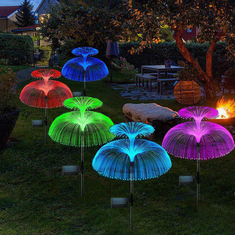 2/1Pcs Solar Double-Layer Jellyfish Light LED Garden Light Outdoor Waterproof Lawn Light for Backyard/Pathway/Holiday Decor