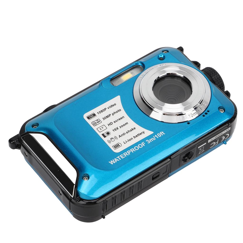 Waterproof Digital Camera 1080P 30MP 16X 10FT Underwater Camera for Snorkeling Camping