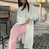 White Long Cardigan for Women Winter Clothes Knitted Fluffy Long Sleeve Cashmere Sweater Coat Korean Style Warm Vintage