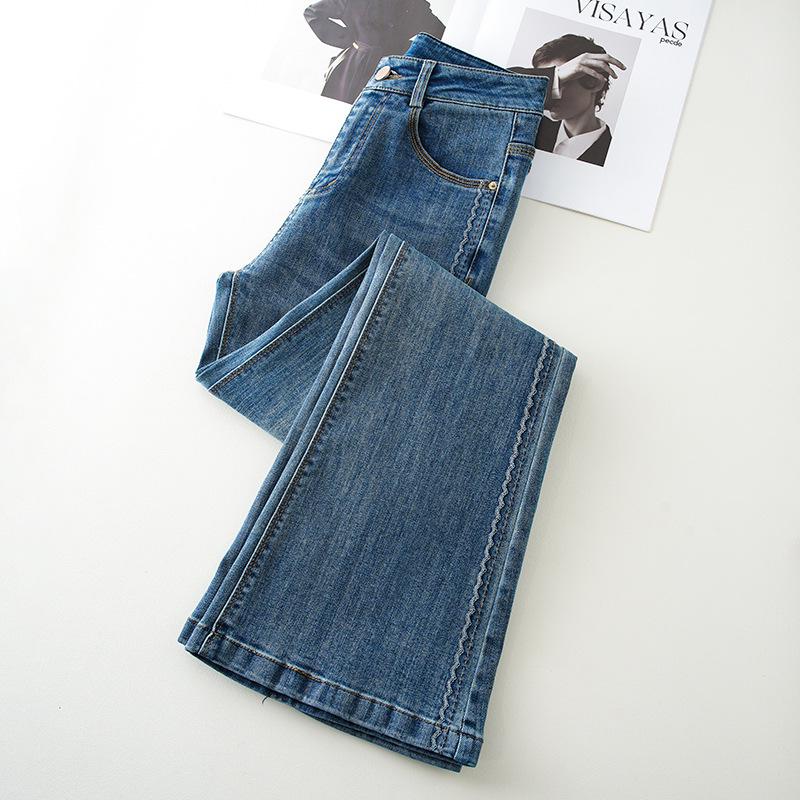 Ретро Синие Джинсы Клеш с Завышенной Талией для Женщин - Коллекция Весна 2025, Популярные, Микро-Клеш, Универсальные.