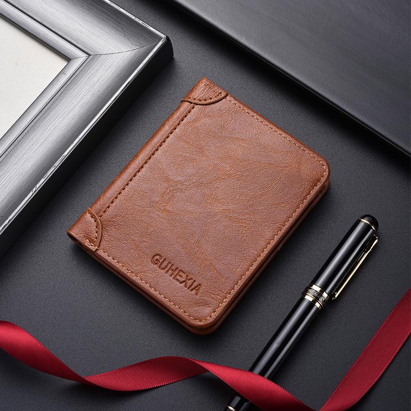 Кожаные RFID-кошельки для мужчин Винтажные Тонкие Короткие Многофункциональные Держатель для ID-карт и Кредитных карт Мешок для денег с 2 окнами для ID Подарок для него