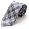 Michiko London Brand Made In Jacquard Check Pattern Necktie, Japan, 100% Silk, Weave, (Pattern C Gray)