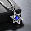 Accessories Personalized Retro Hexagram Blue Diamond Red Diamond Men'S Titanium Steel Stainless Steel Pendant Necklace