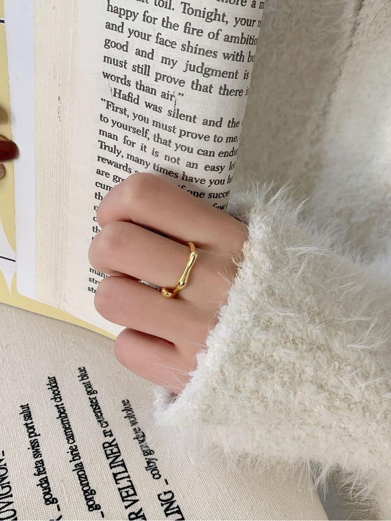 Stylish Minimalist 925 Sterling Silver Irregular Geometry Open Finger Ring For Women