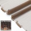 Fireplace Mesh Screen Curtain Scroll Design Spark Guard Chain Metal Fireplace Replacement Hanging Mesh Curtain Screens