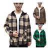 Women's Plaid Shacket Jacket Casual Wool Blend Long Sleeve Zip Up Hooded Jacket Fall Winter Warm Coat