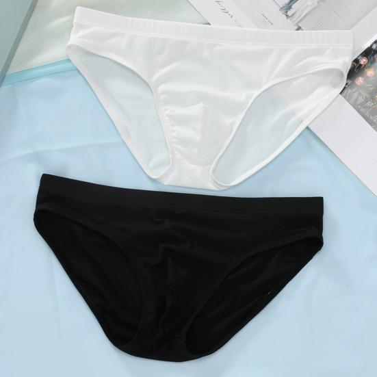 Men Briefs Low-rise Elastic Waistband Ice Briefs Solid Silk Color Ice Silk Thin Panties High Elastic Underwear
