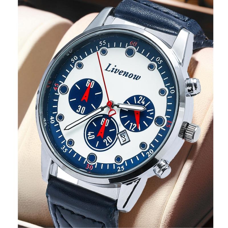 Модные мужские часы, деловые, с ремешком из искусственной кожи, кварцевые наручные часы, мужские повседневные часы с датой для папы и любимого, подарок на Рождество