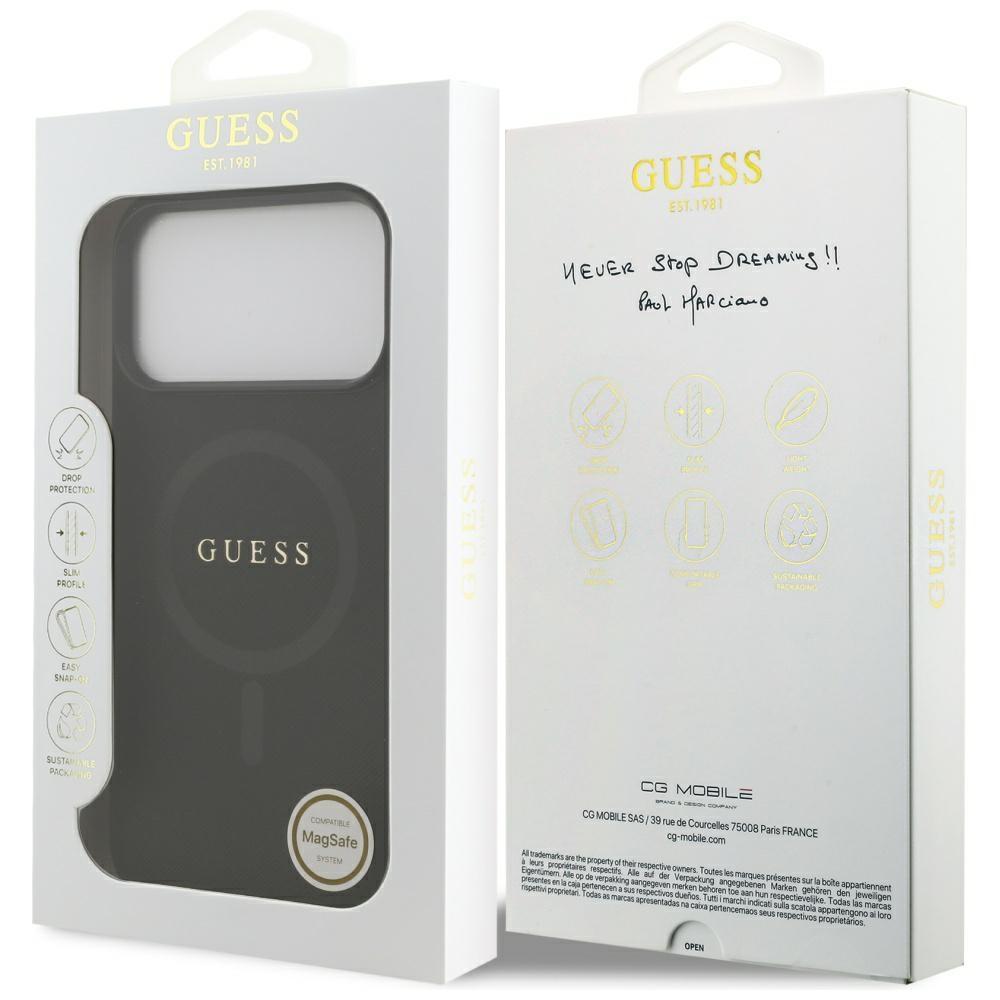 Guess Saffiano Classic Logo MagSafe Case for iPhone 17 Pro Max Black