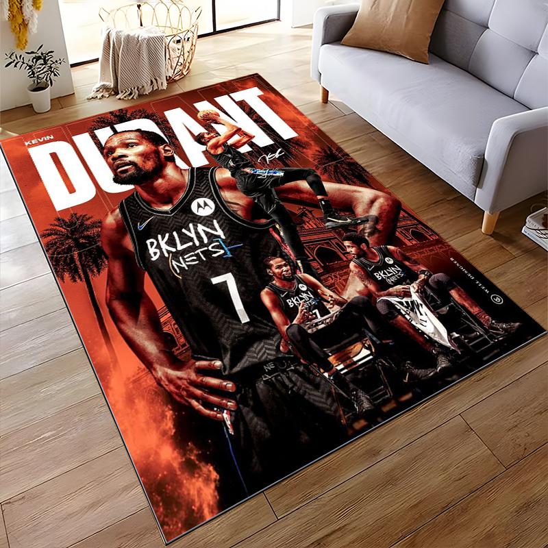"Brooklyn Nets Basketball Player Rug Design" Non-slip rug suitable for living room and bedroom sofas.