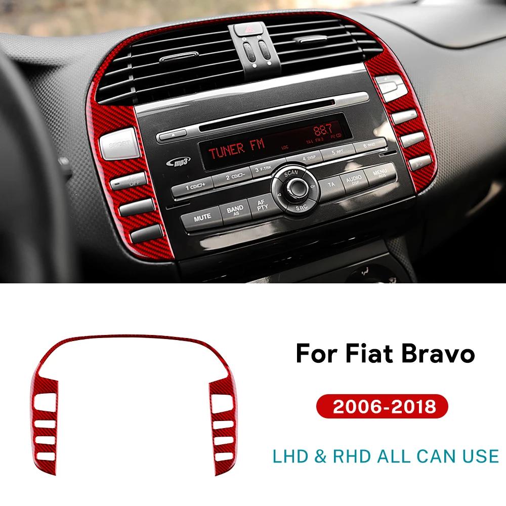 Carbon Fiber Style Interior Sticker for Fiat Bravo 2006-2018 Center Console Button Panel Trim LHD RHD
