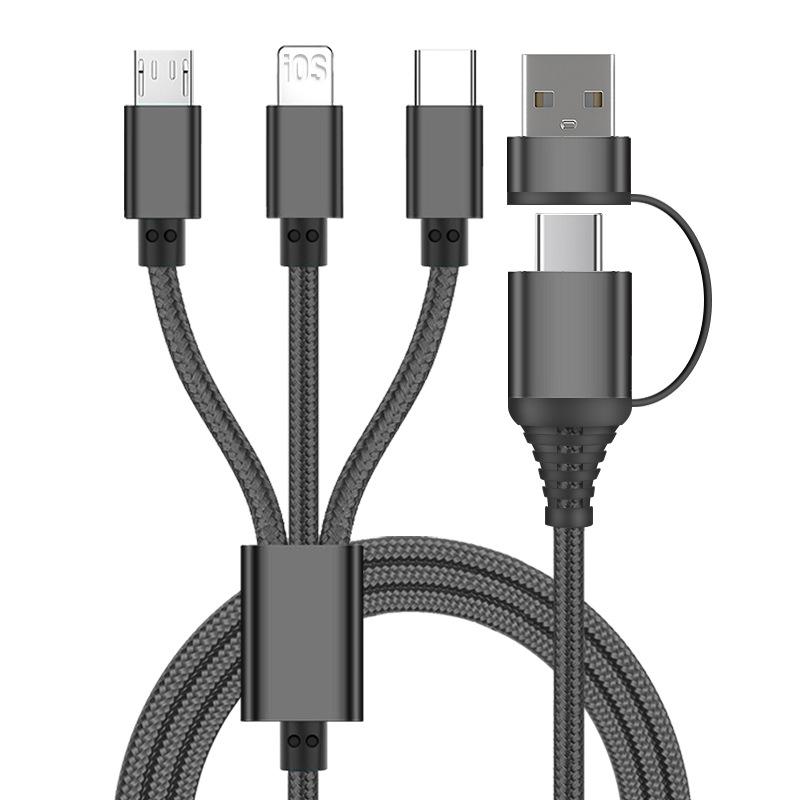 Быстрый зарядный кабель 3-в-1 A+C: Совместимо с устройствами Apple, Huawei и Type-C