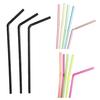 100Pcs Flexible Plastic Straws Disposable Drinking Straws Assorted Colors 21cm Bendable Striped Design Juice Straws for Parties Events