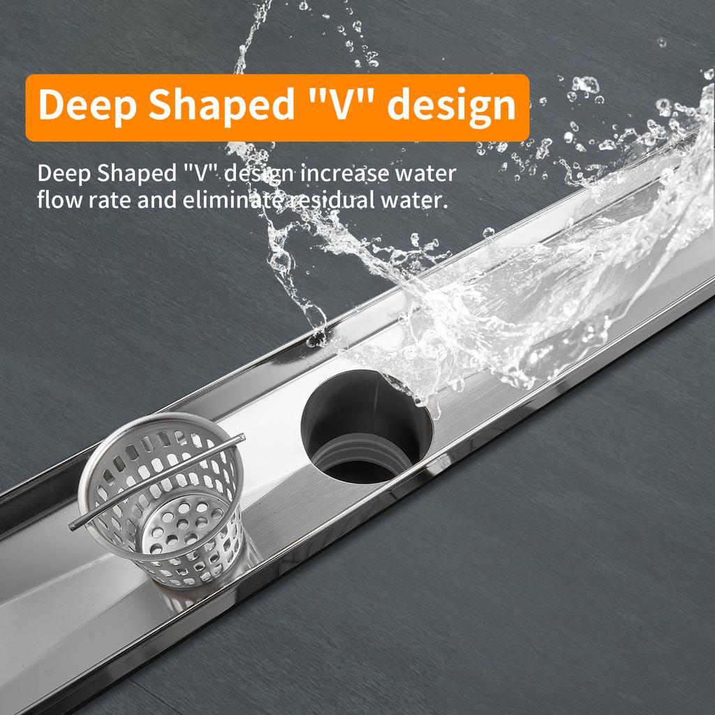 Invisible Bathroom Floor Drain 60CM Square Waste Filter Drainage Anti-odor Shower Drain Strainer Kitchen Accessories DL-053SN