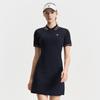 Fila Теннисная серия Повседневный спортивный Простой Универсальный Базовый С воротником поло Приталенное Платье с коротким рукавом Женские платья Темно-синий A11W523325F-NV