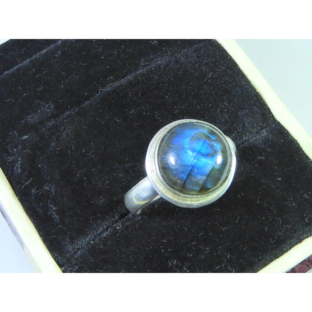 Кольцо с круглым лабрадоритом US-8, массивное кольцо из стерлингового серебра 925 пробы с драгоценными камнями MK-11