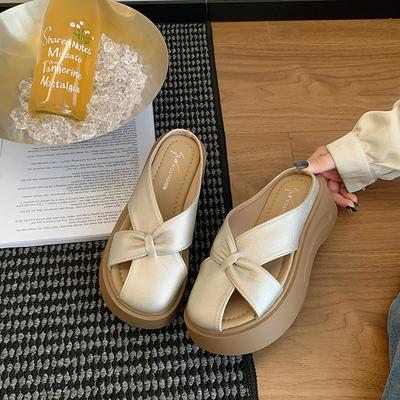 Женские полушлепанцы на толстой подошве 5 см, летняя новинка 2025 года, с круглым носком, на толстой подошве, с бабочкой, удобные для носки на улице, женская обувь