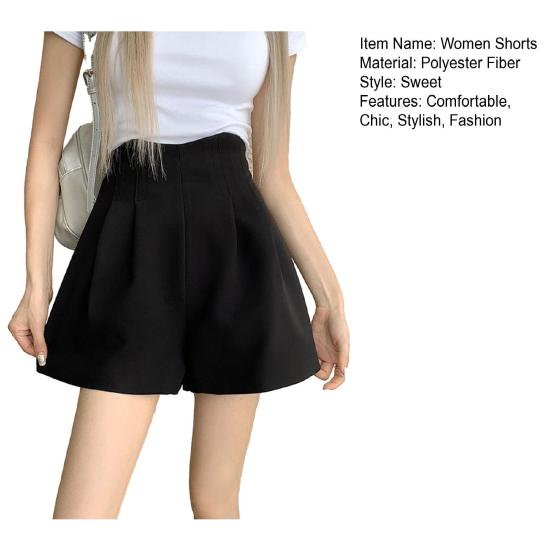 Женские костюмные шорты Плиссированные шорты с высокой талией Летние нарядные рабочие шорты Повседневная домашняя одежда с широкими штанинами