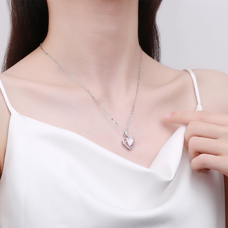 Модные ювелирные изделия, ожерелье с розовым сердечком, кулон с кубическим цирконием, женское ожерелье с воротником, ожерелье принцессы, свадебный подарок, аксессуары