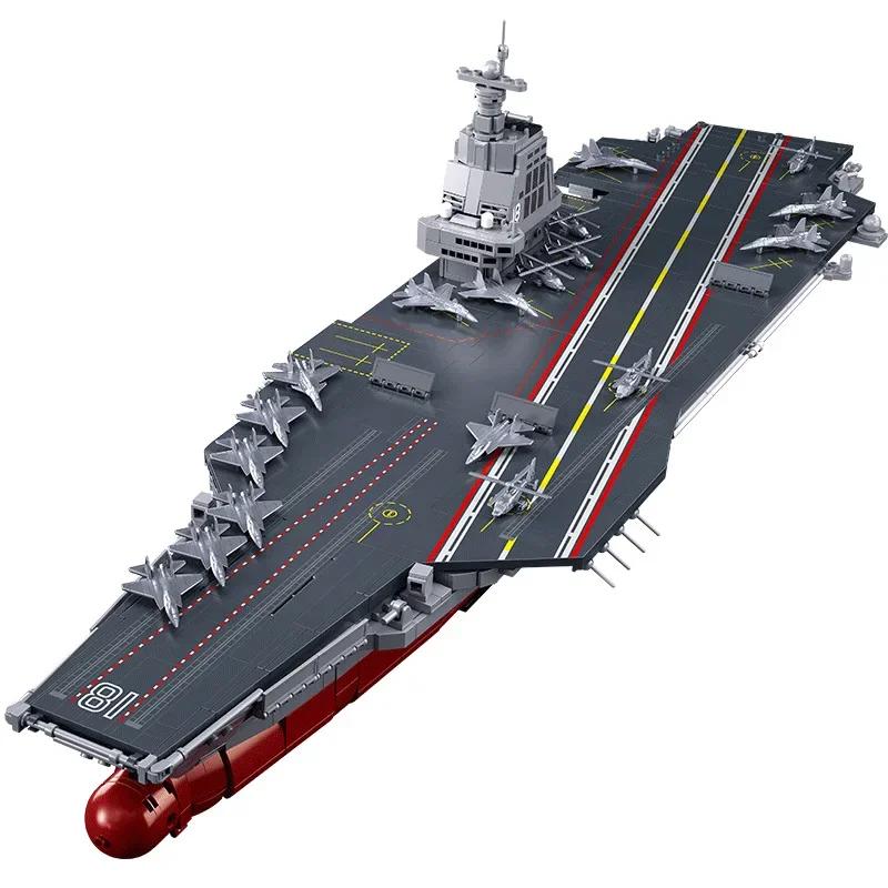 70+CM Creative Liaoning Warship Building Blocks Toy Kit Military Destroyer Ship Carrier Battle Boat Bricks Toy for Boys Kids