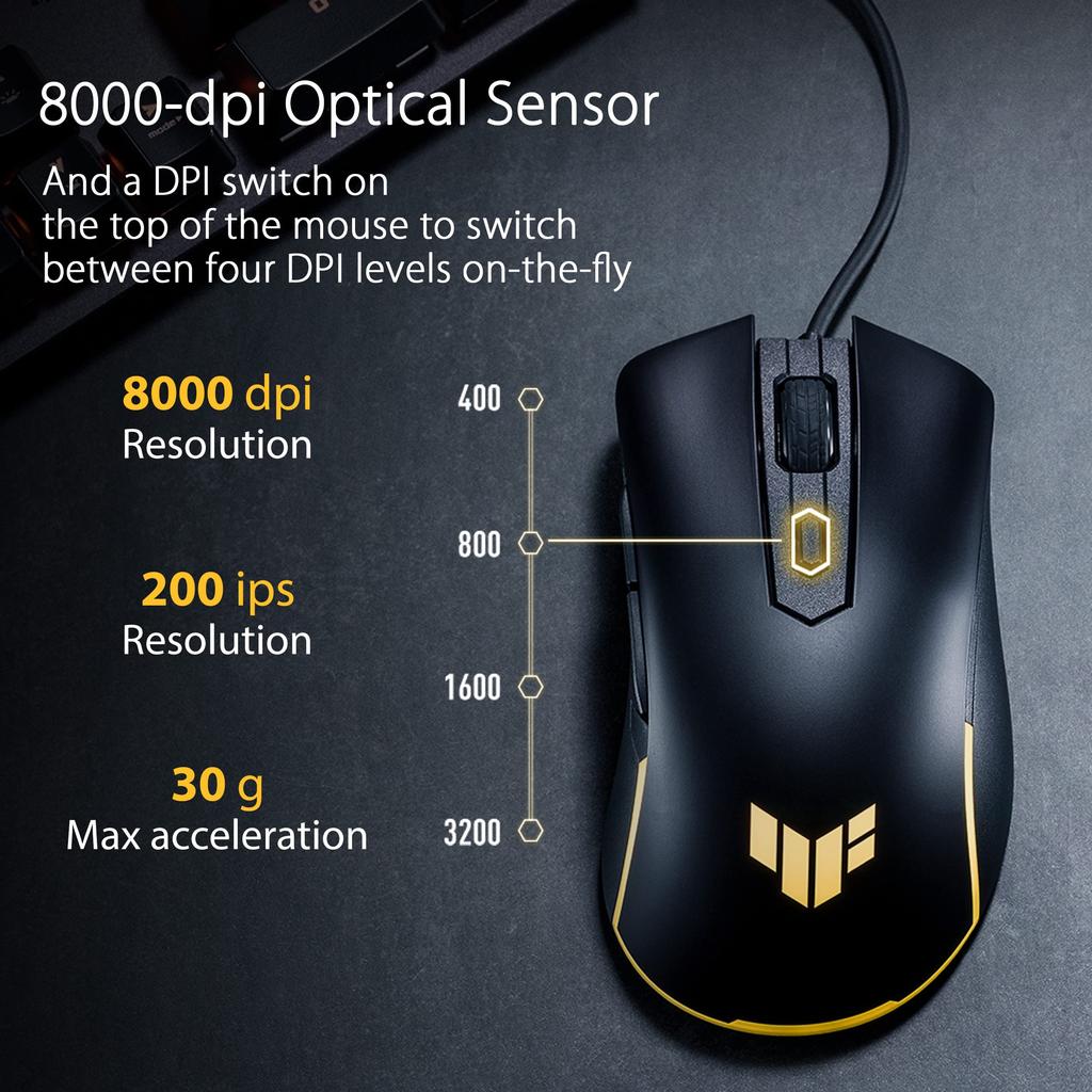 Asus TUF Gaming M3 Gen II Мышь Для Правши USB Оптическая 8000 Type-C DPI, 90MP0320-BMUA00