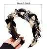 [Элегантная Нескользящая Повязка на Голову Женская] Элегантная Плетеная Повязка на Голову в Винтажном Стиле со Сверкающими Стразами - Широкий Нескользящий Аксессуар для Волос для Женщин