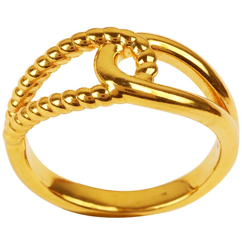 Chic Brass Gold Plated Twist Design Couple Ring Ideal For Fashion Forward Women