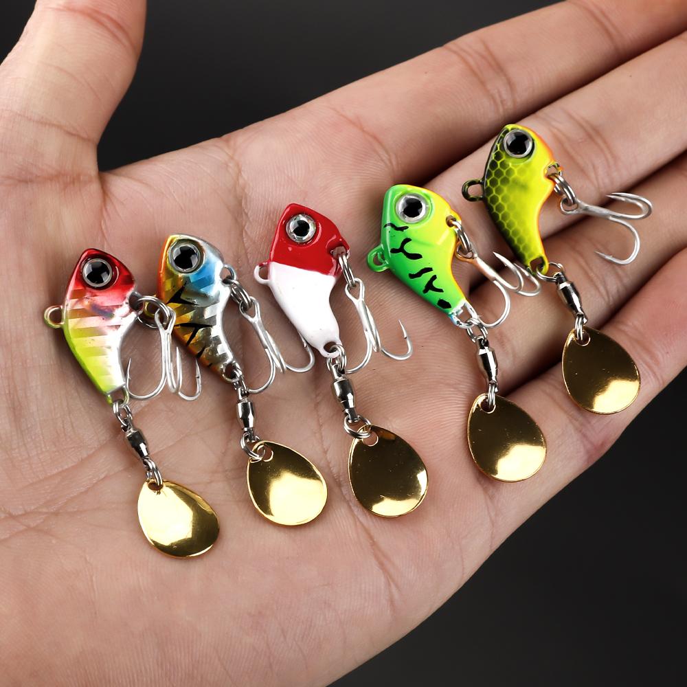 5pcs Luya Bait Metal VIB Small Cyclone Rotary Vibration VIB Glitter Iron Plate Sea Fishing Freshwater Bait