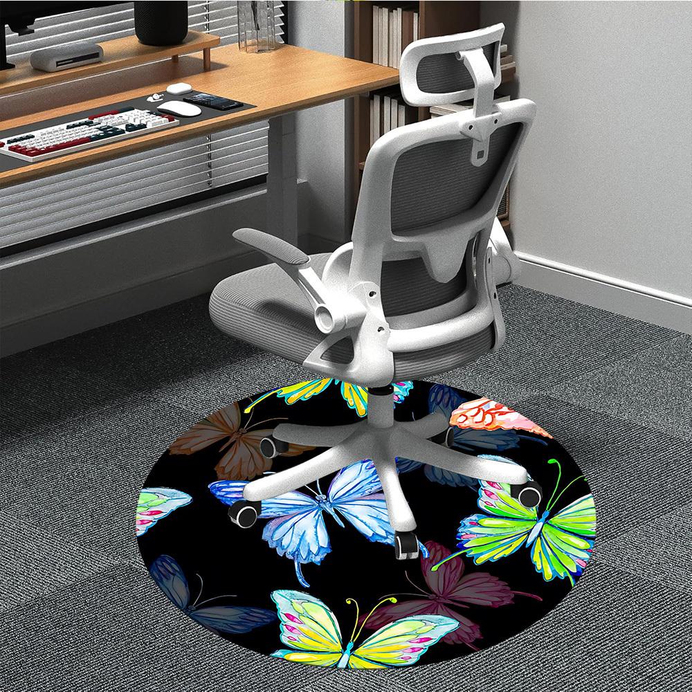 1pc Butterfly Print Chair Carpet for Office, Non-slip, Soft and Durable Office Rug, Perfect for Office yy251227138