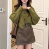 Knitted cardigan for women wearing new lazy wind round neck loose bat sleeve versatile casual autumn and winter coat for women
