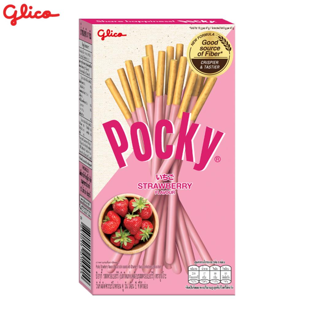 Glico Pocky Triple Happiness Set, Biscuit Stick Coated with Milky Matcha & Cookies & Cream & Chocolate & Strawberry, Total 12 Pcs - Thai Snack