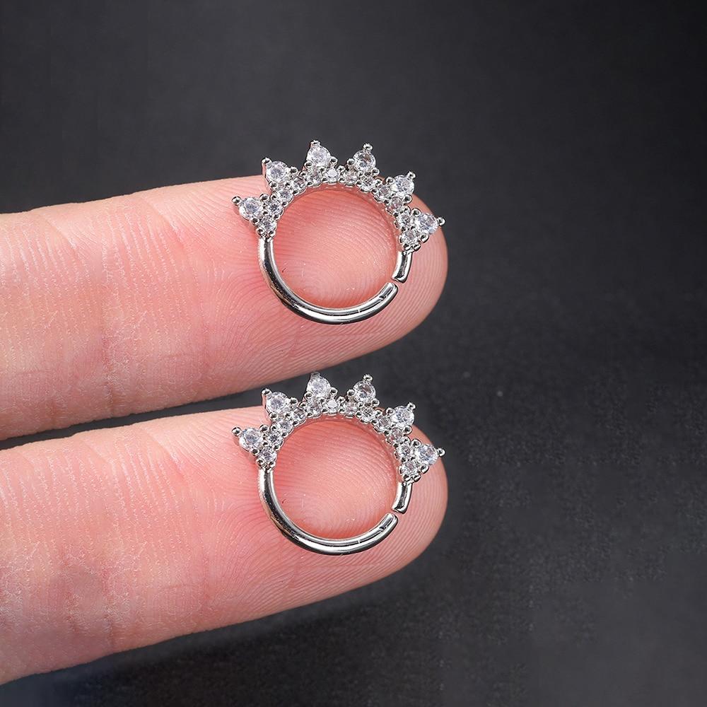 2 шт., минимальные серьги из нержавеющей стали с цирконом, женские и мужские спиральные серьги для козелка, хряща, раковины Daith, ювелирные изделия для пирсинга ушей