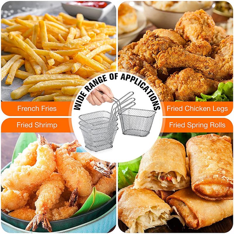 Корзина для картофеля фри Мини квадратная корзина для жарки с ручкой из нержавеющей стали Корзина для жарки чипсов во фритюре Сетчатая корзина для жарки чипсов JT94