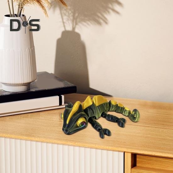3D-печатная фигурка хамелеона, подвижные глаза, мини-фигурка ящерицы, шарнирная модель животного, игрушка, украшение для дома, офиса, книжной полки, рабочего стола