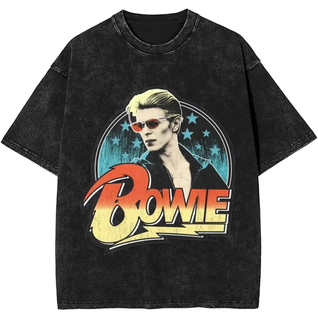 From The s Vintage Washed Graphic Print T Shirt Davids Bowied Vintage Cotton TShirts O Neck Leisure Tees Oversized Clothes
