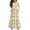 Girls' Tiered Ruffle Dress - Long Sleeve Printed Maxi With Pockets
