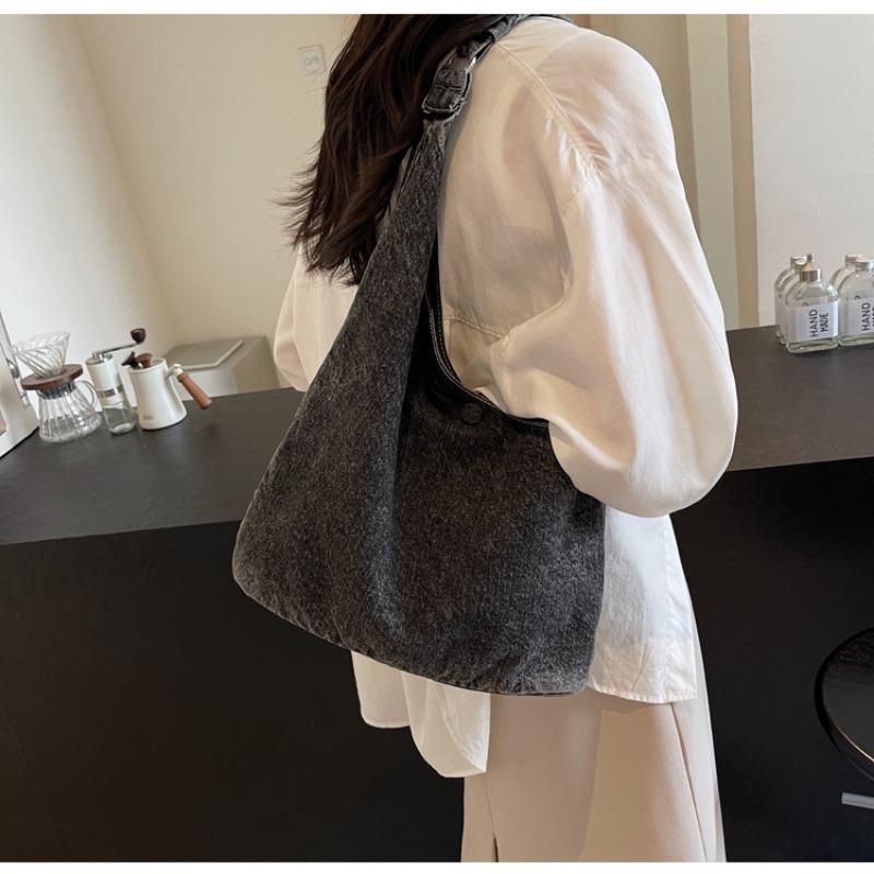 Джинсовая сумка большой вместимости для женщин, новый летний стиль, простая и универсальная сумка под мышку