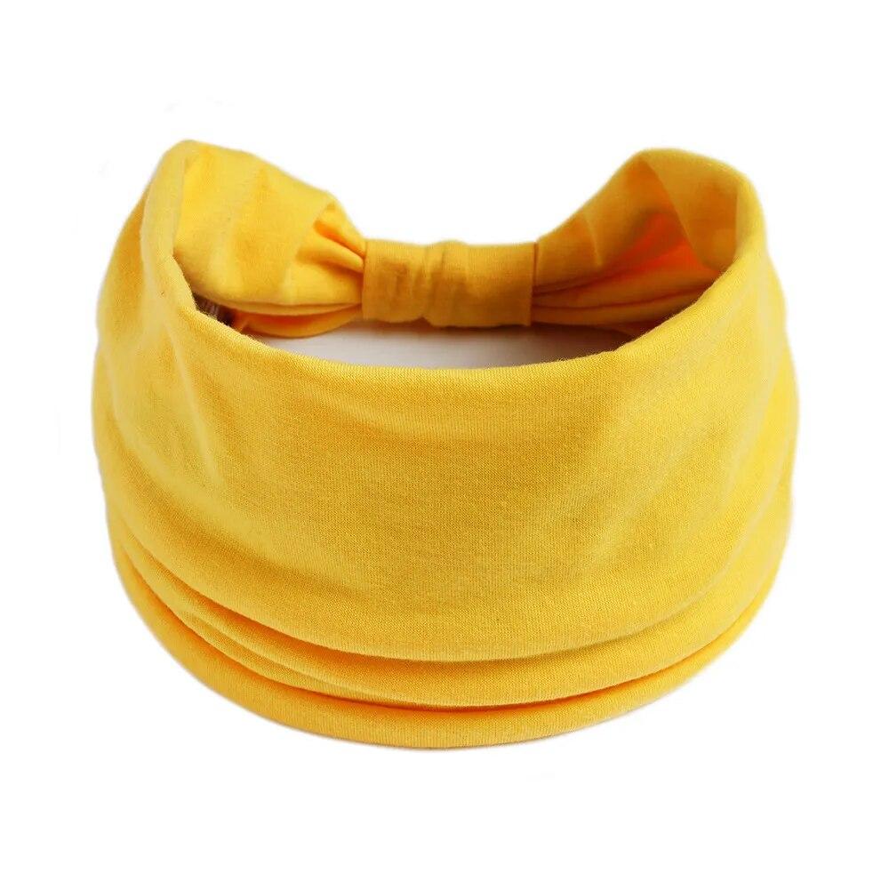 1PC Boho Solid Color Wide Headbands Vintage Knot Elastic Turban Headwrap for Women Girls Cotton Soft Bandana Accessories Hair EMA